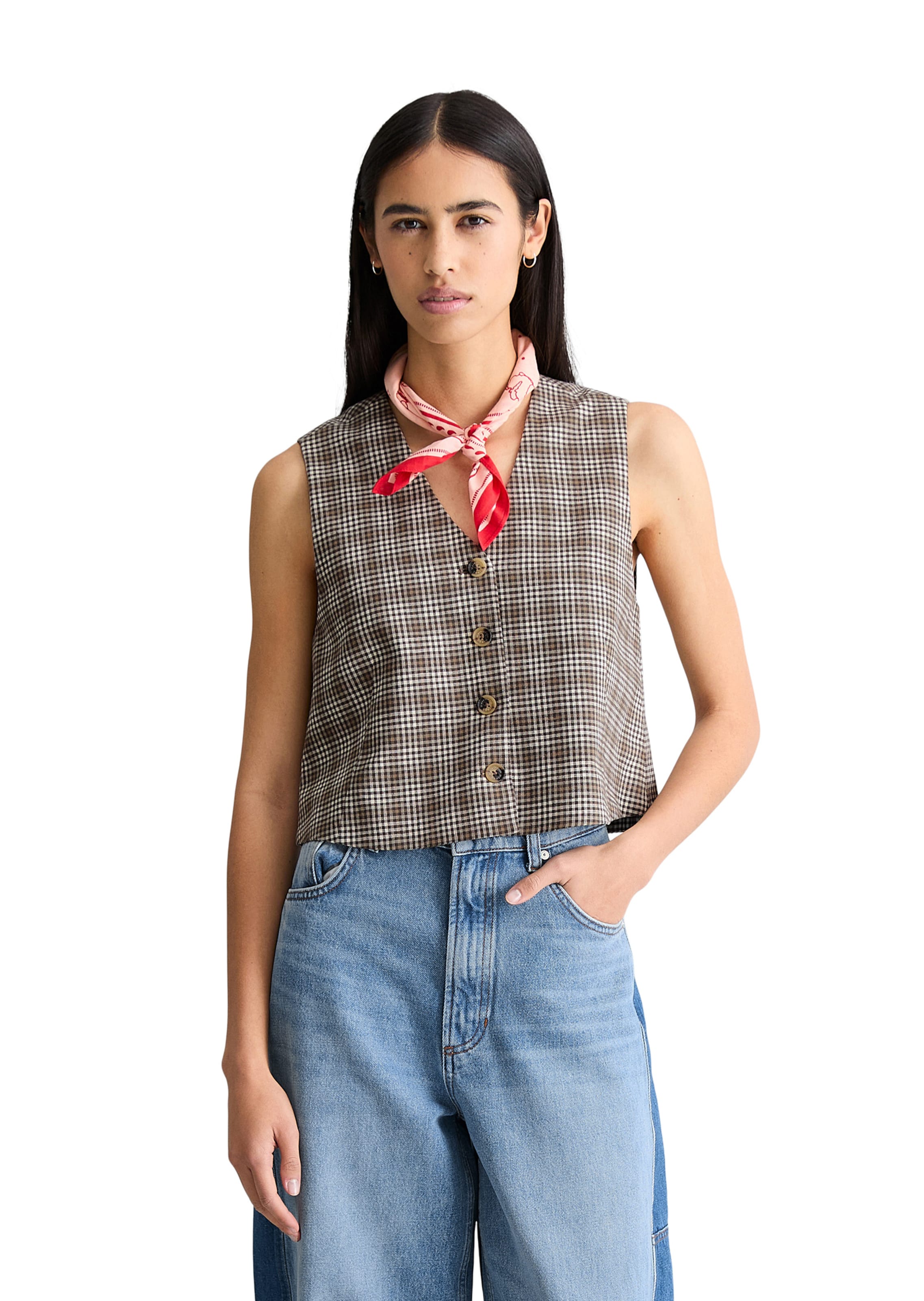 Marc O'Polo DENIM Bodywarmer in Bruin: voorkant