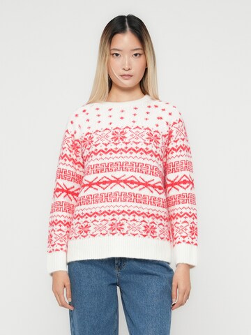 ONLY Pulover 'ONLXMAS NORDIC' | bela barva: sprednja stran