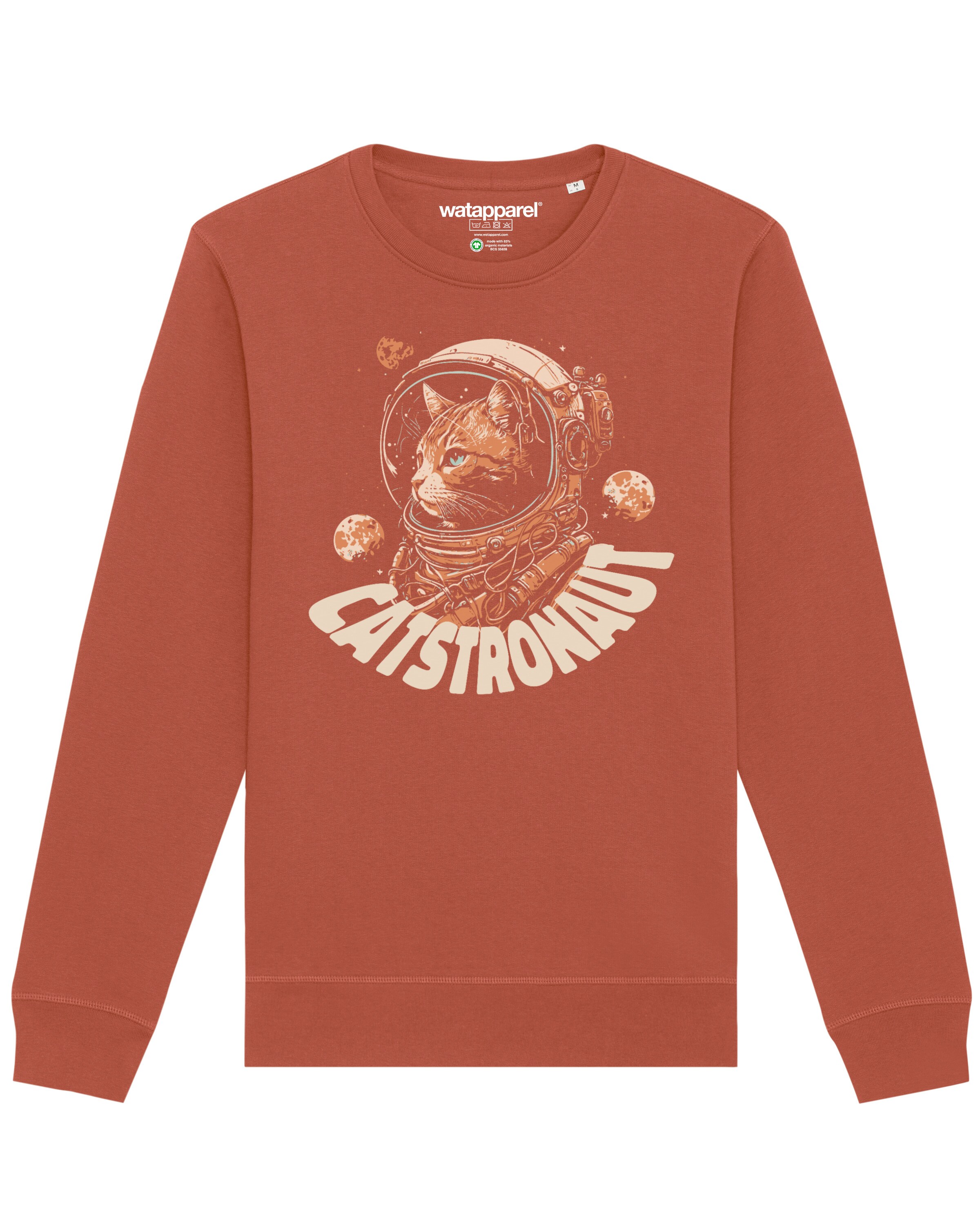 Watapparel Sweatshirt 'Catstronaut' in Braun: Vorderseite