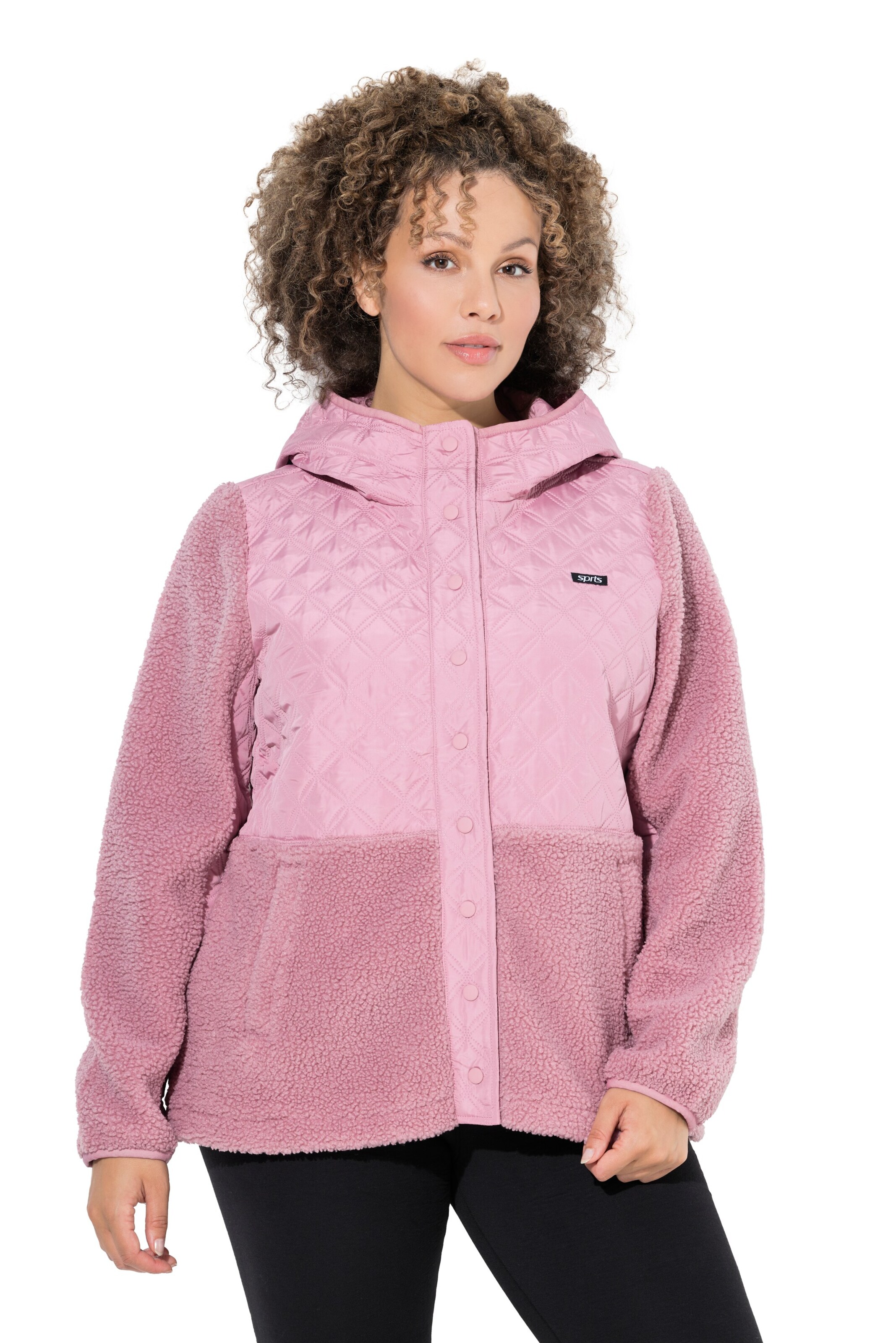Ulla Popken Sweat jacket in Pink: front