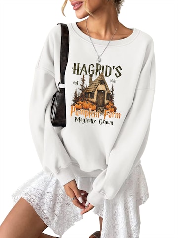 GORHEY Sweatshirt 'Loose Women's Oversized Sweatshirt, Casual Style with Dropped Shoulders' in Wit: voorkant