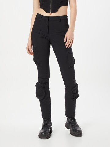 Coupe slim Pantalon cargo 'Ila' WEEKDAY en noir : devant