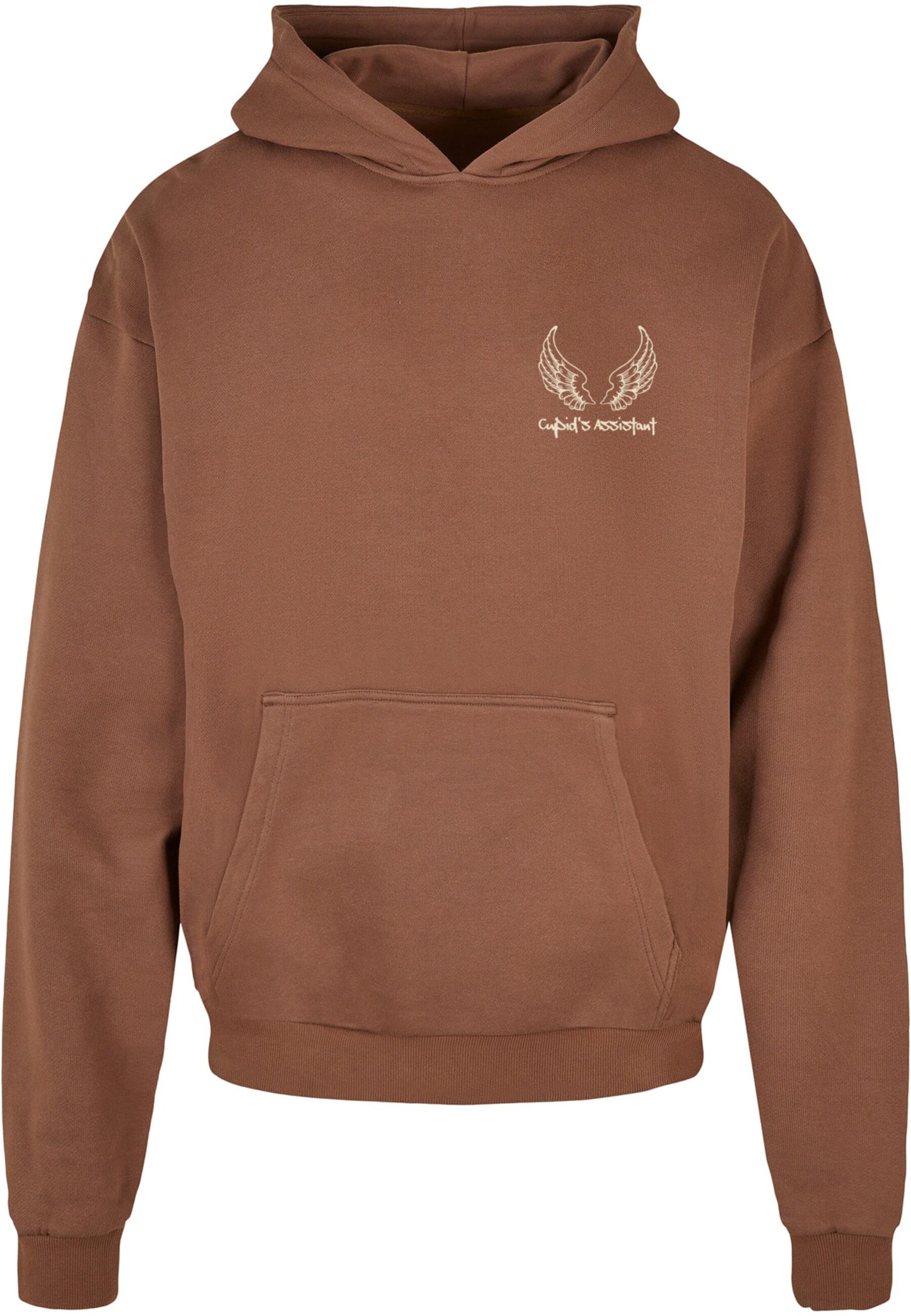 Merchcode Sweatshirt 'Cupid´s Assistant' in Bruin: voorkant