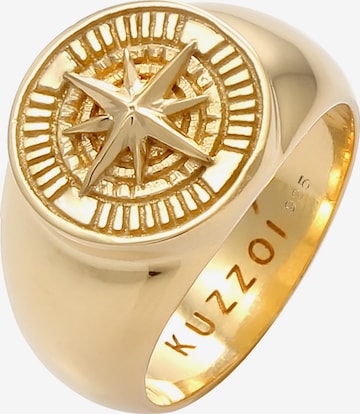 KUZZOI Ring 'Siegelring, Kompass' in Goud: voorkant