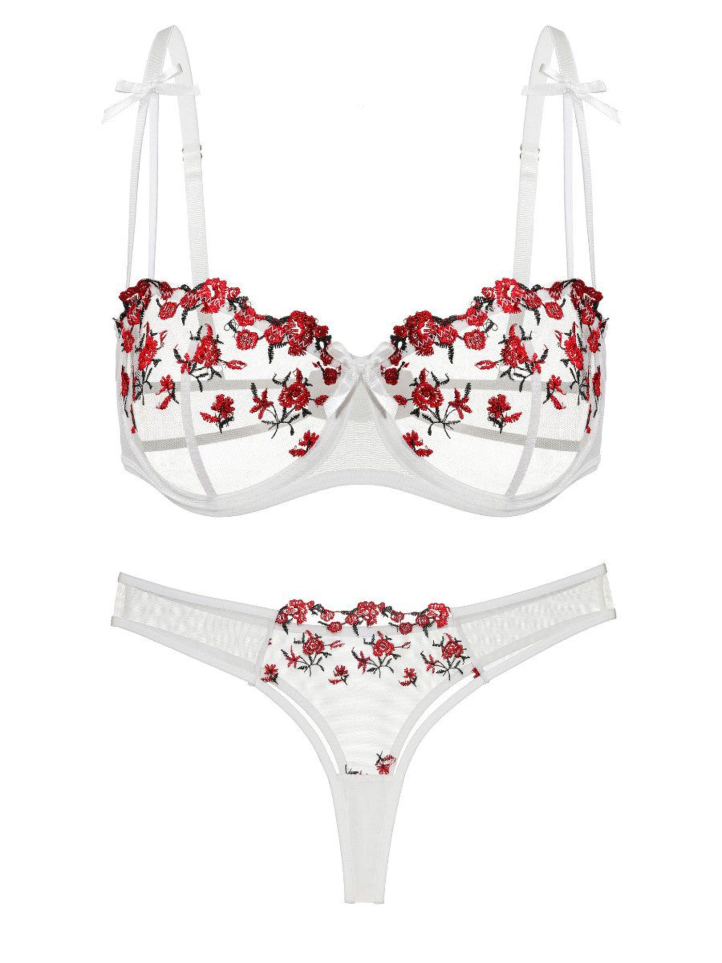 Carré Chic Balconette Underwear Sets in White: front