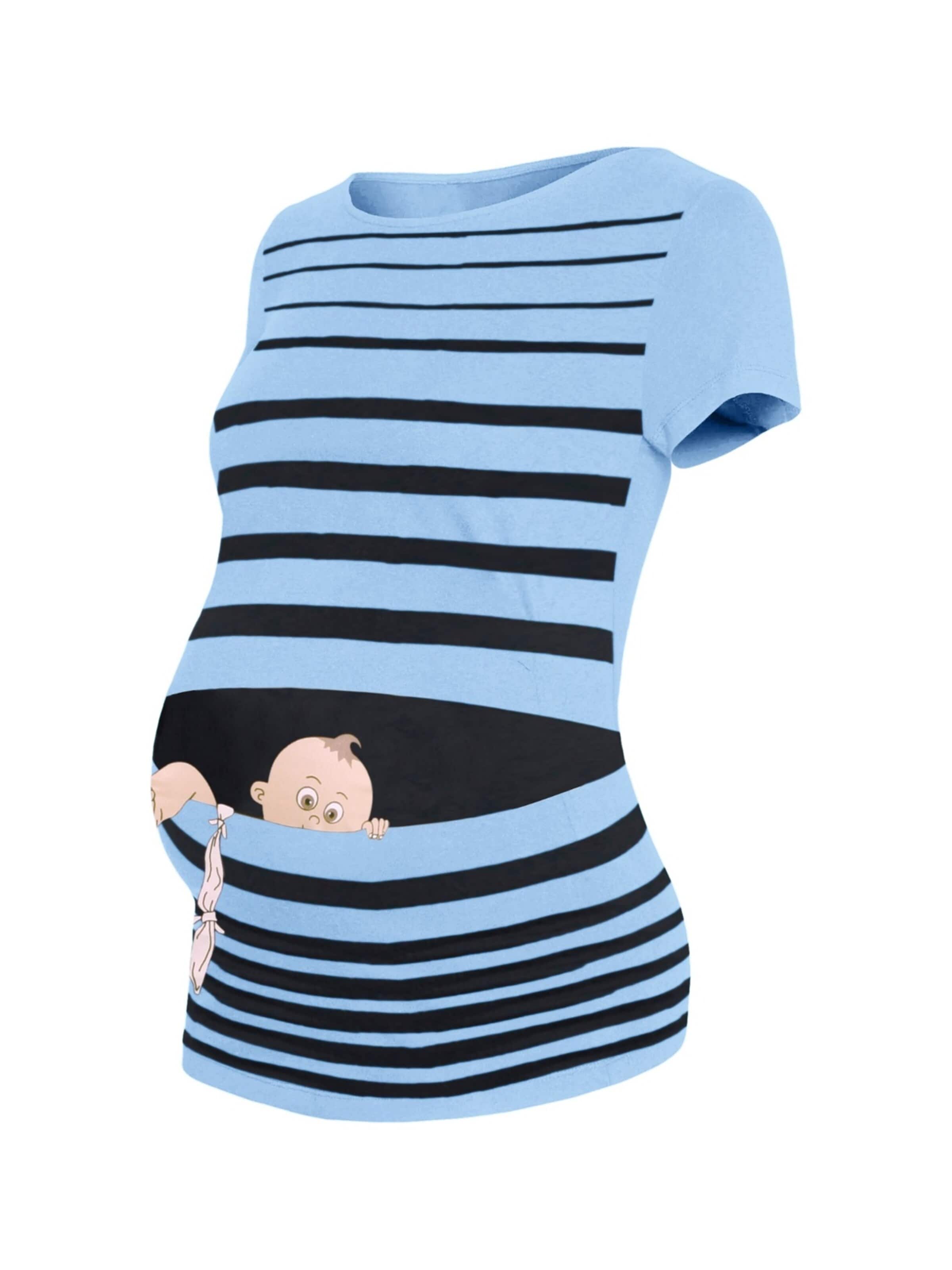 M.M.C. Shirt 'Baby Flucht Umstandsshirt' in Blue: front