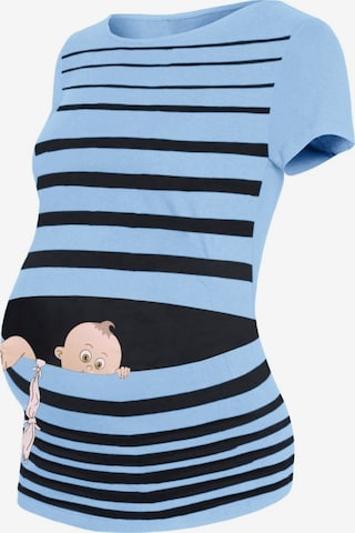 M.M.C. Shirt 'Baby Flucht Umstandsshirt' in Blue: front