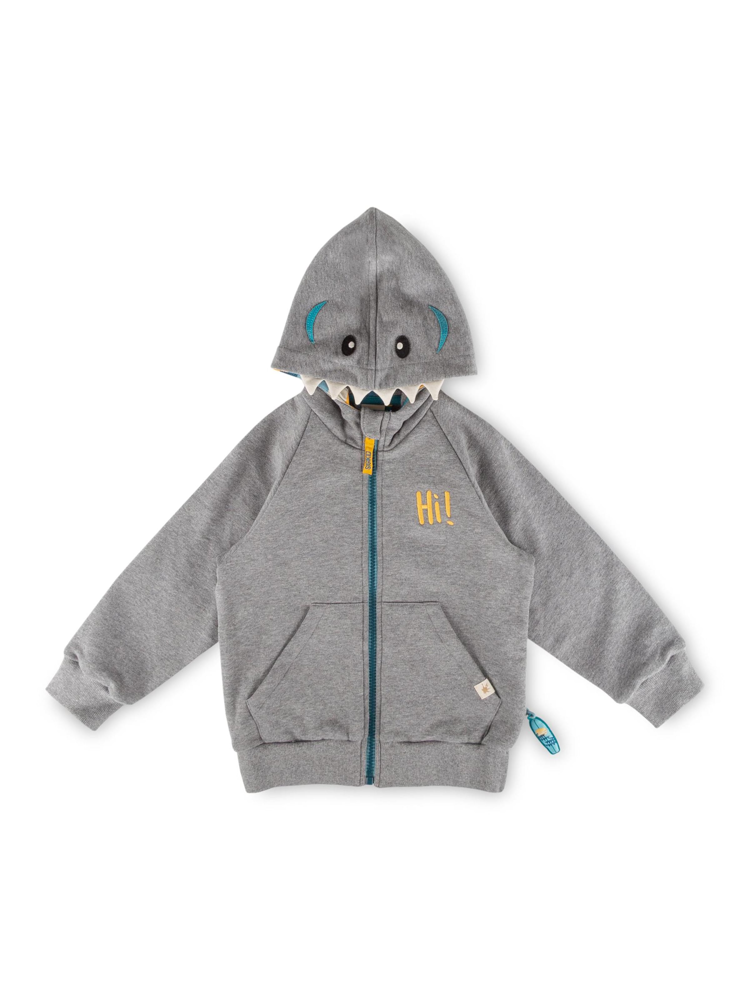SIGIKID Zip-Up Hoodie 'Sweatjacke Blue & Bright' in Grey: front