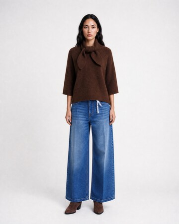 Smith&Soul Kurzarm-Pullover mit Schalkragen in Braun
