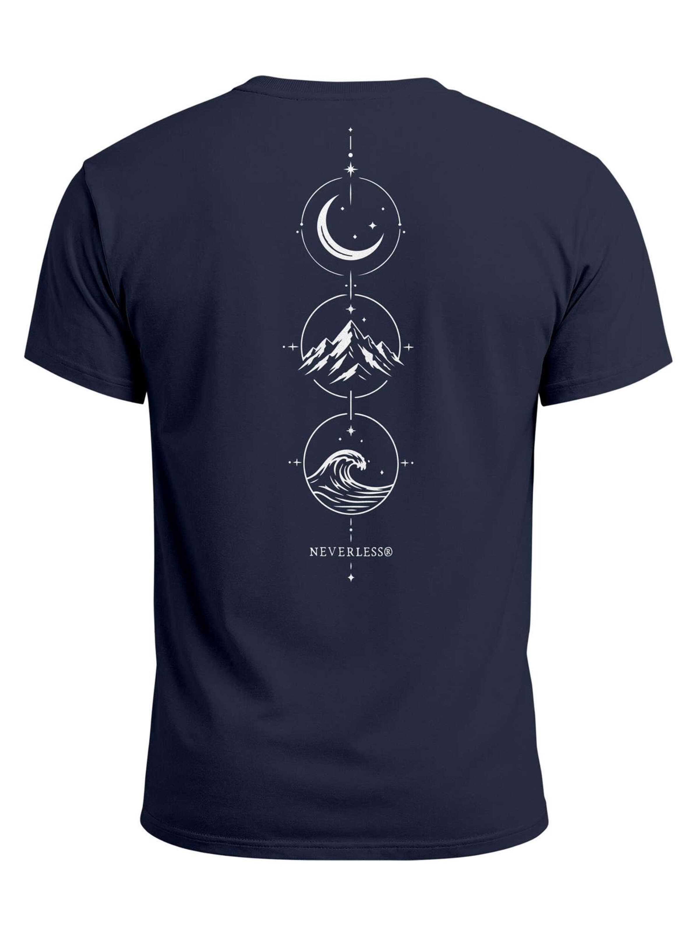 Neverless Shirt 'Berg Mond Welle' in Blue: front