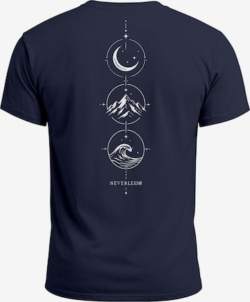 Neverless Shirt 'Berg Mond Welle' in Blue: front
