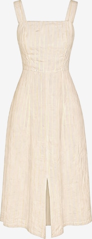 Haris Cotton Sukienka 'Square Neck Striped Linen Tie Back Dress with Front Slit' w kolorze beżowy: przód
