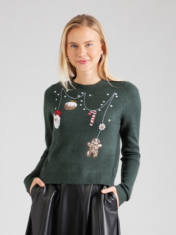 JDY Pulóver 'JDYSANTA X-MAS' - zöld: elől