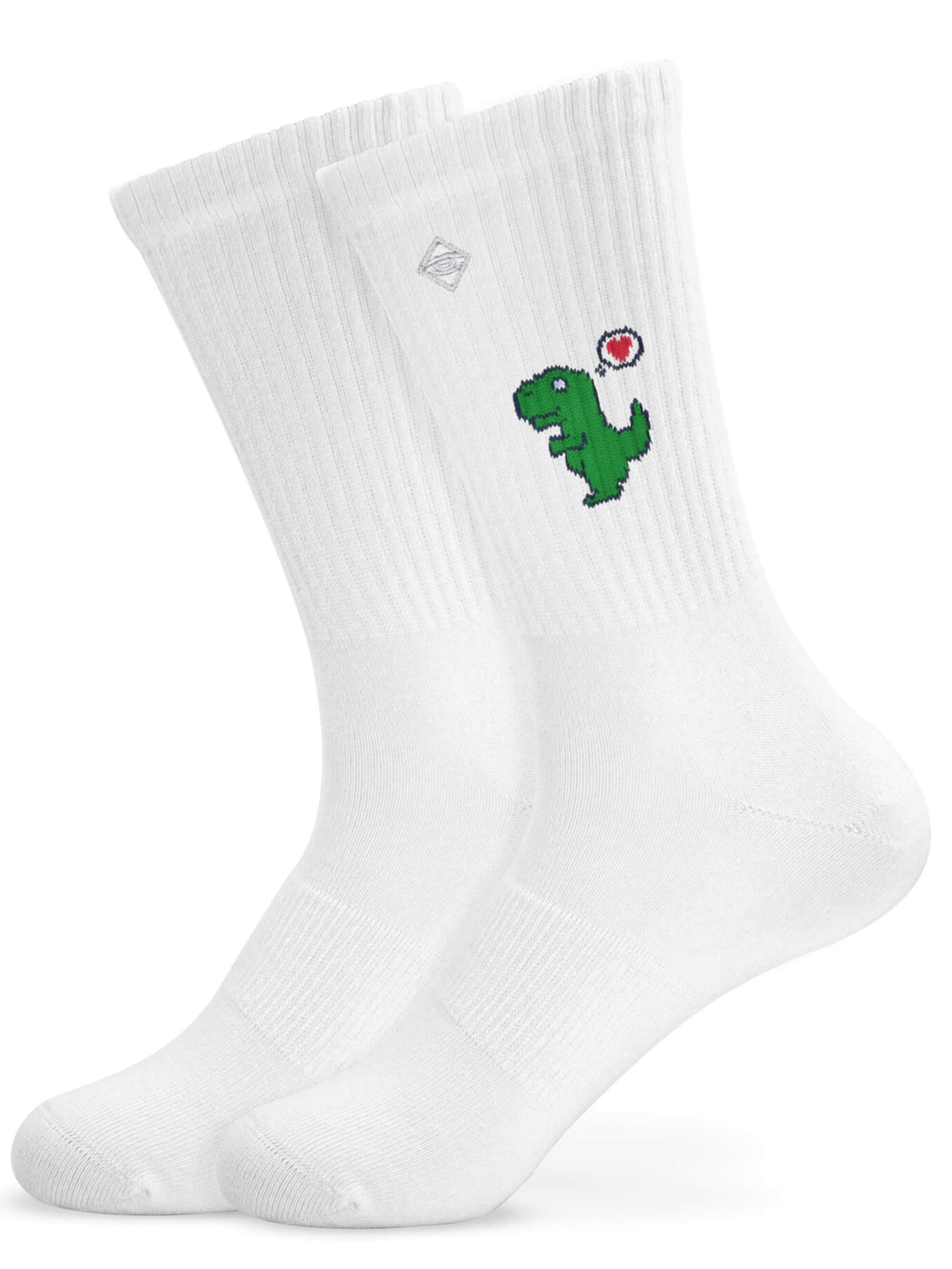 J.Clay Socks 'Dino Love' in White: front