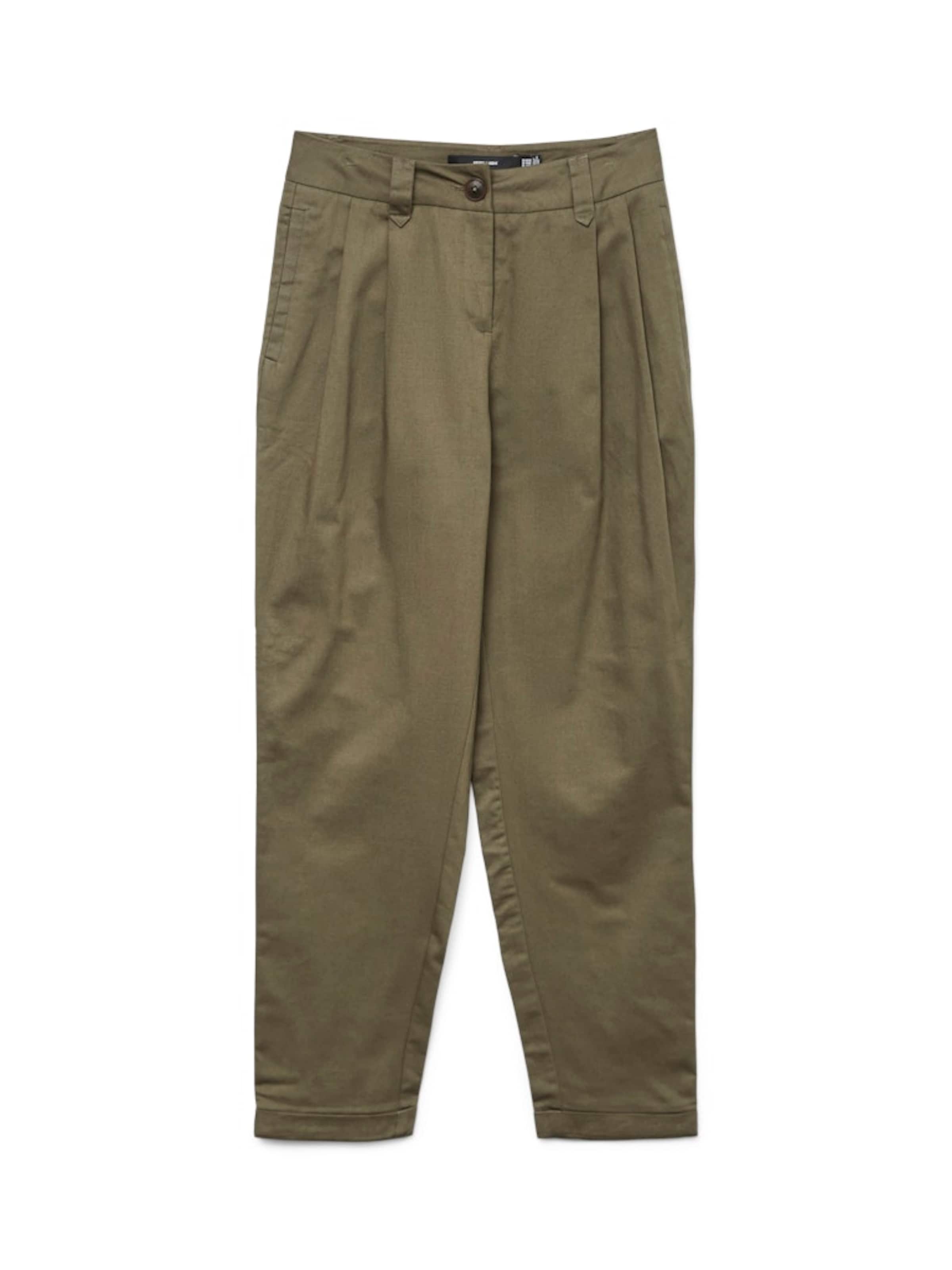 VERO MODA Zúžený strih Plisované nohavice - Zelená: predná strana