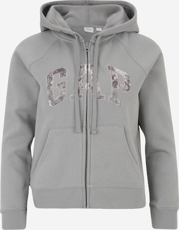 Gap Petite Zip-Up Hoodie 'HERITAGE' in Grey: front