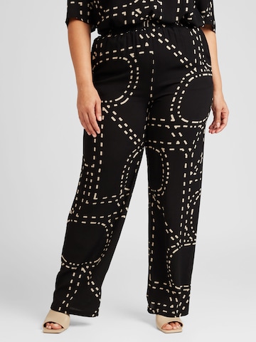 ONLY Carmakoma Wide leg Broek 'PHOEBE' in Zwart: voorkant