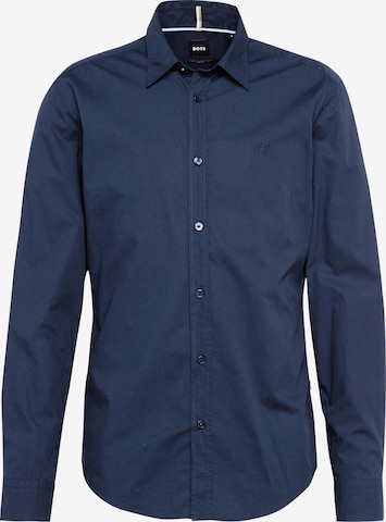 BOSS Black Slim Fit Skjorte 'ROAN' i blå: forside