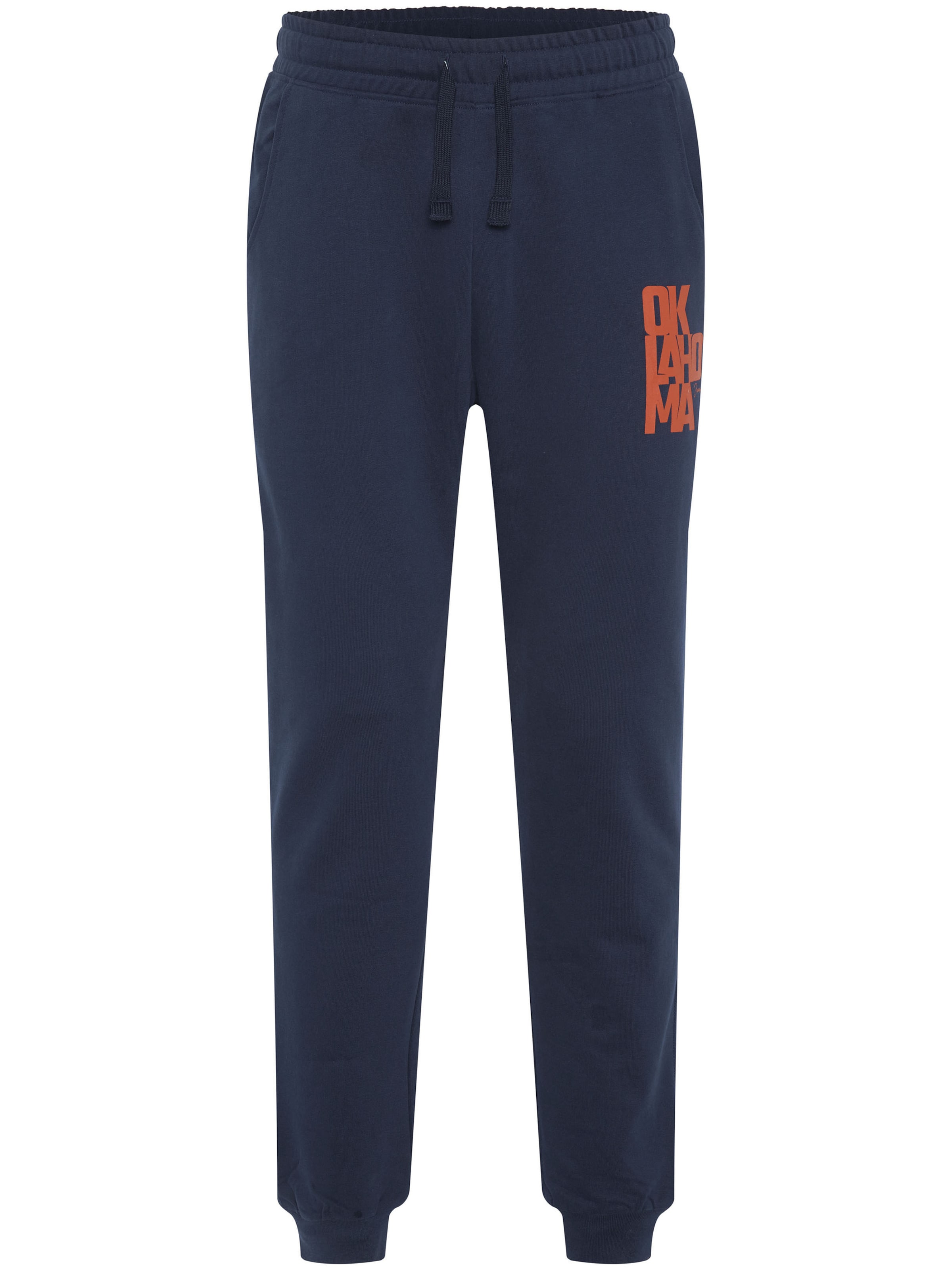 Oklahoma Jeans Regular Sweathose ' mit Oklahoma Label Print ' in Blau: Vorderseite