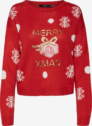 VERO MODA Sweter 'Xmas' w kolorze złoty / jasnoróżowy / czerwony / białym, Podgląd produktu