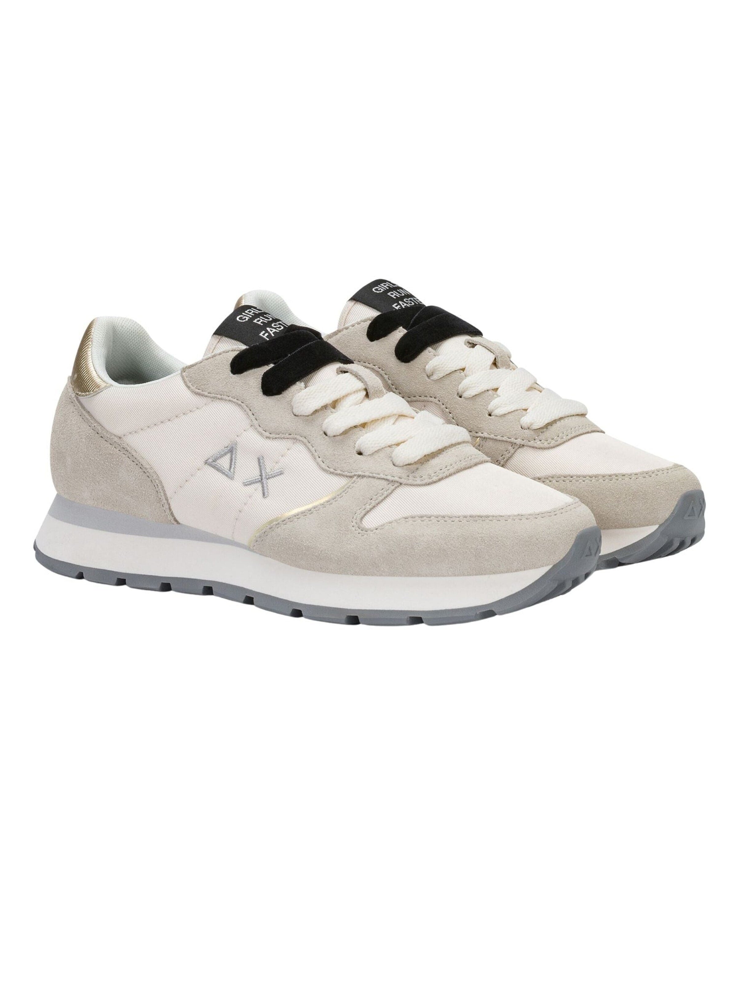 SUN68 Platform trainers 'Ally Gold Silver sneakers in cream white suede and nylon' in White