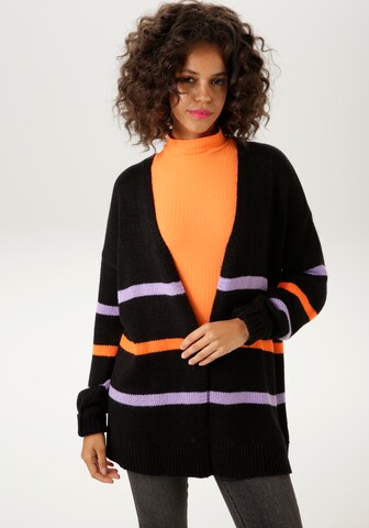 Aniston CASUAL Knit Cardigan in Black: front