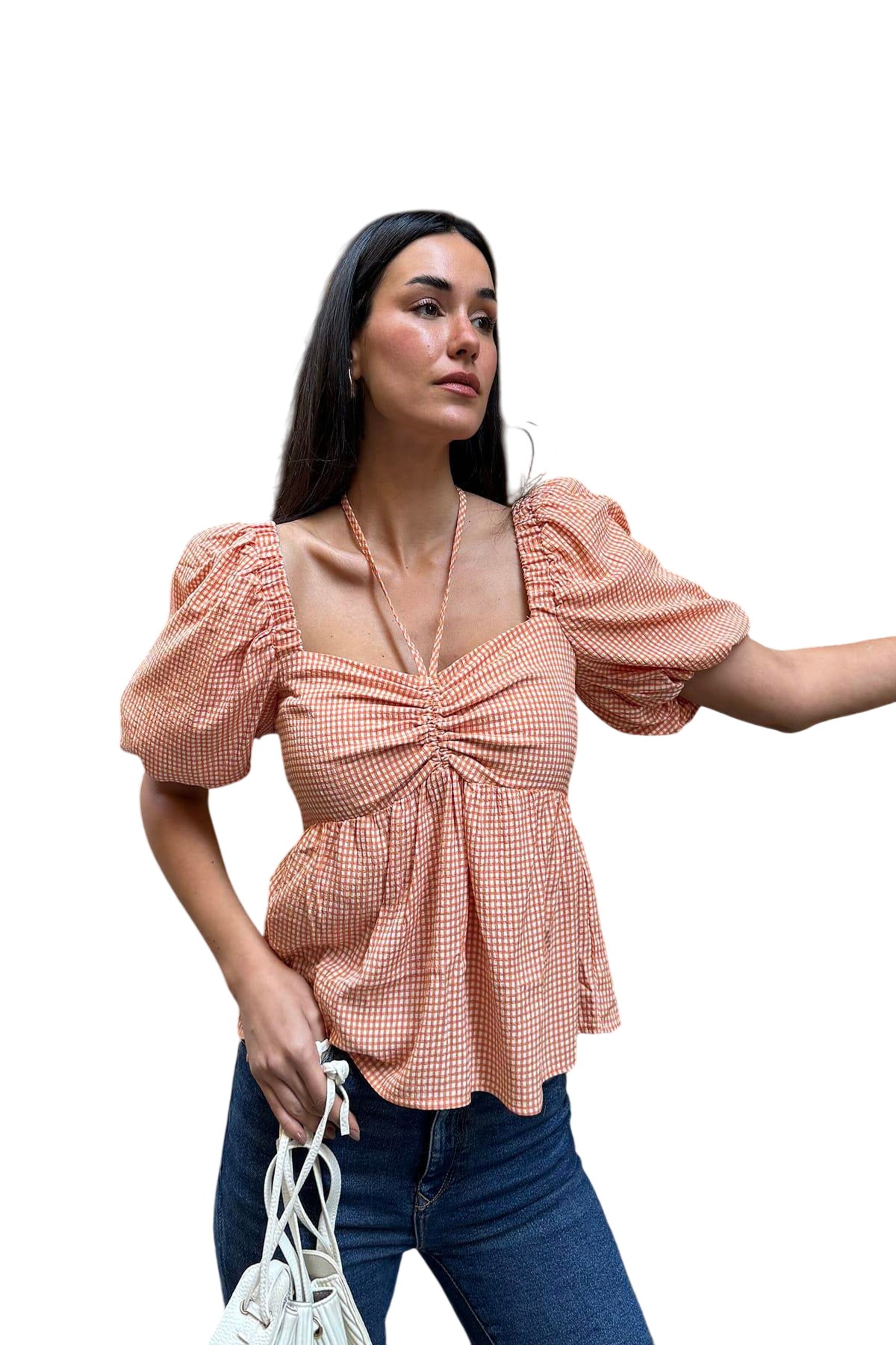 For You Moda Blouse in Orange: front