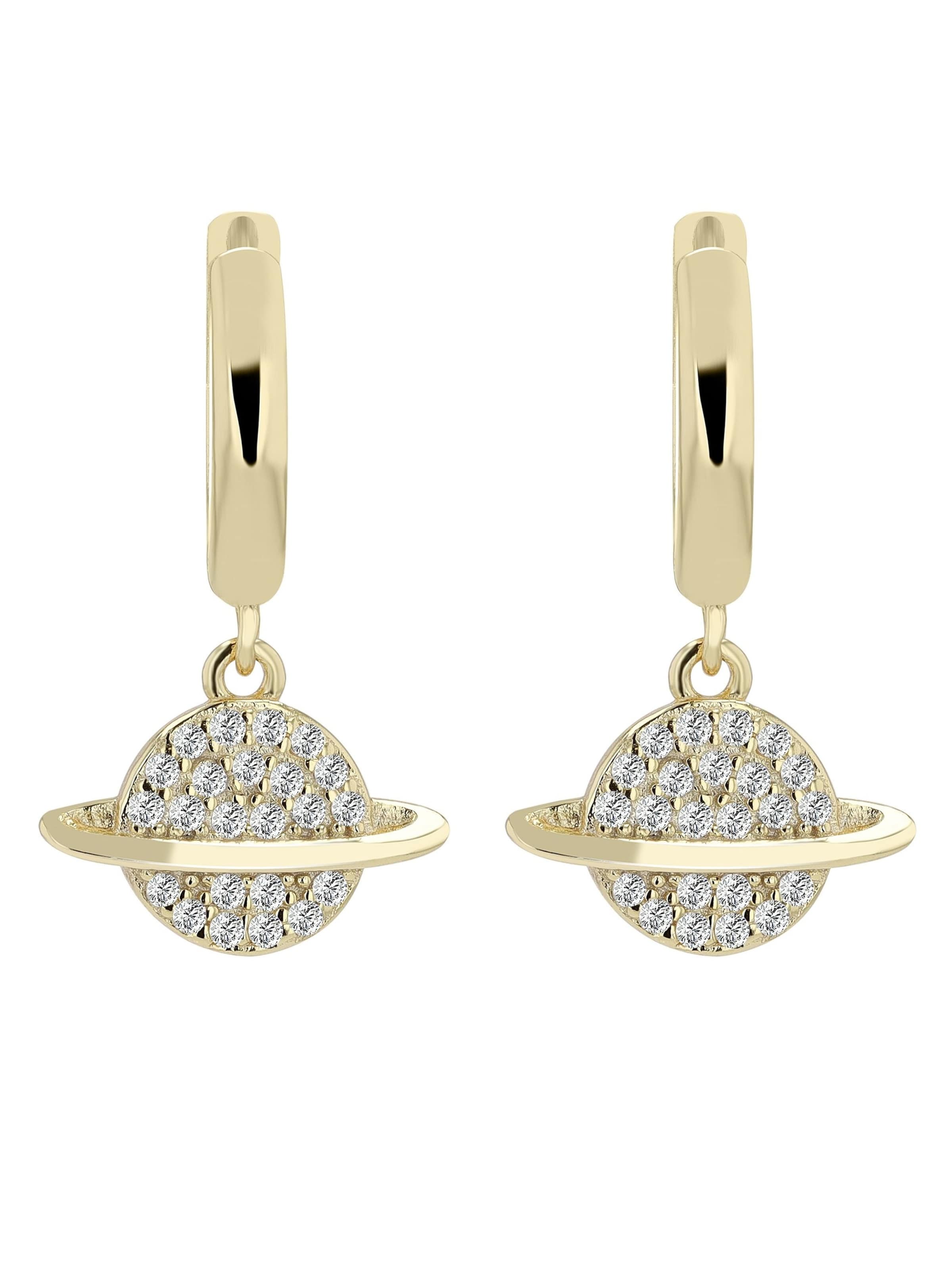 Akzent Earrings 'Tiara, 925 Sterlingsilber, langlebig' in Gold: front
