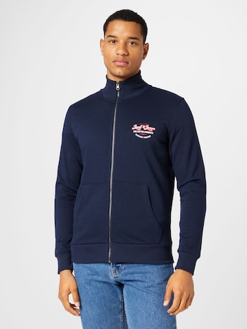 JACK & JONES Zip-Up Hoodie 'ANDY' in Blue: front