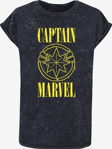 ABSOLUTE CULT Shirt 'Captain Marvel - Grunge' in Black: front
