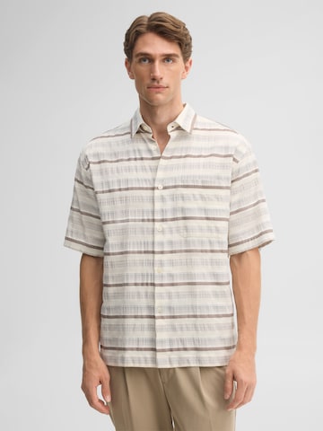 STRELLSON Comfort fit Button Up Shirt in Beige: front