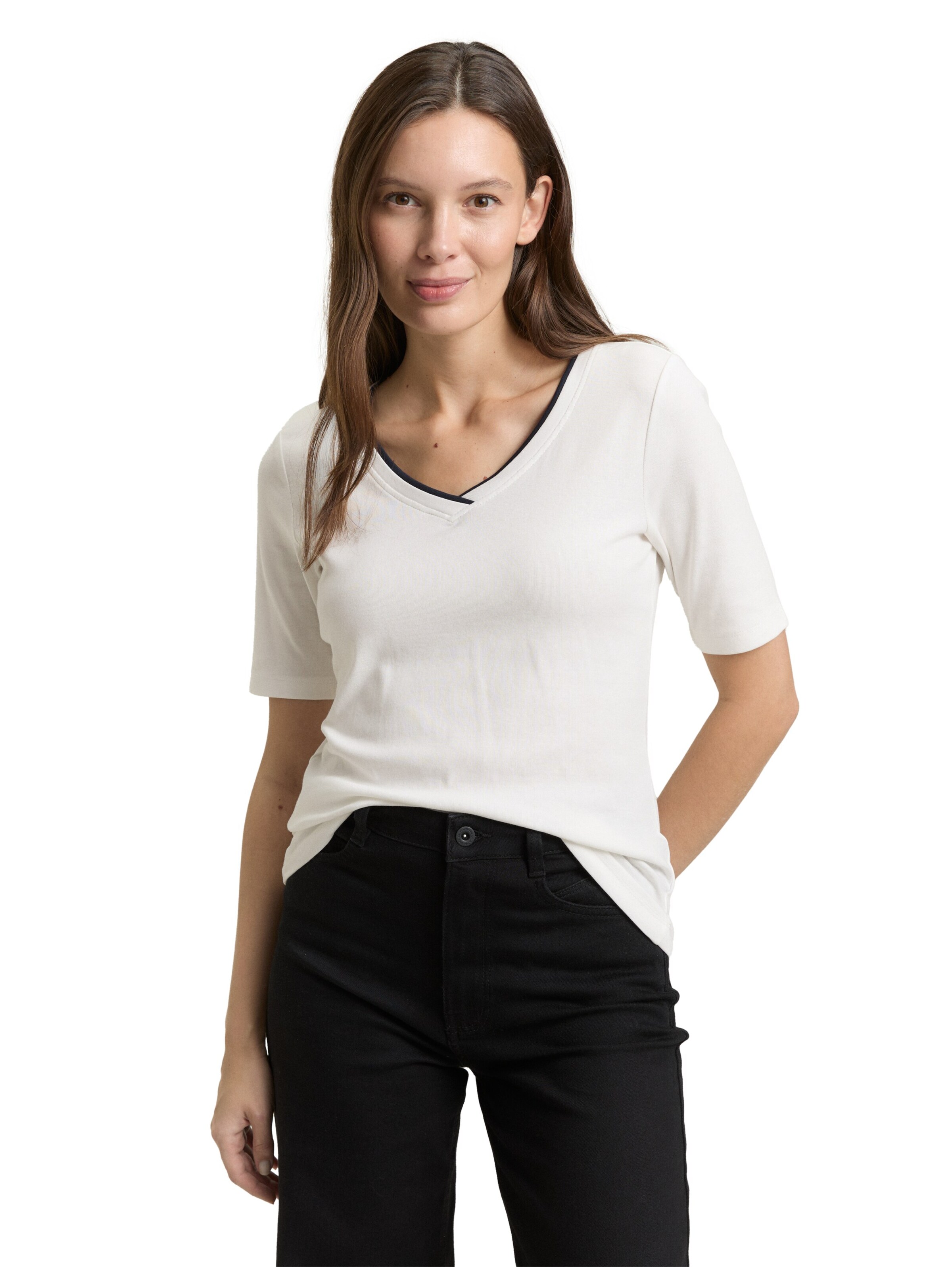 T-shirt TOM TAILOR en blanc : devant