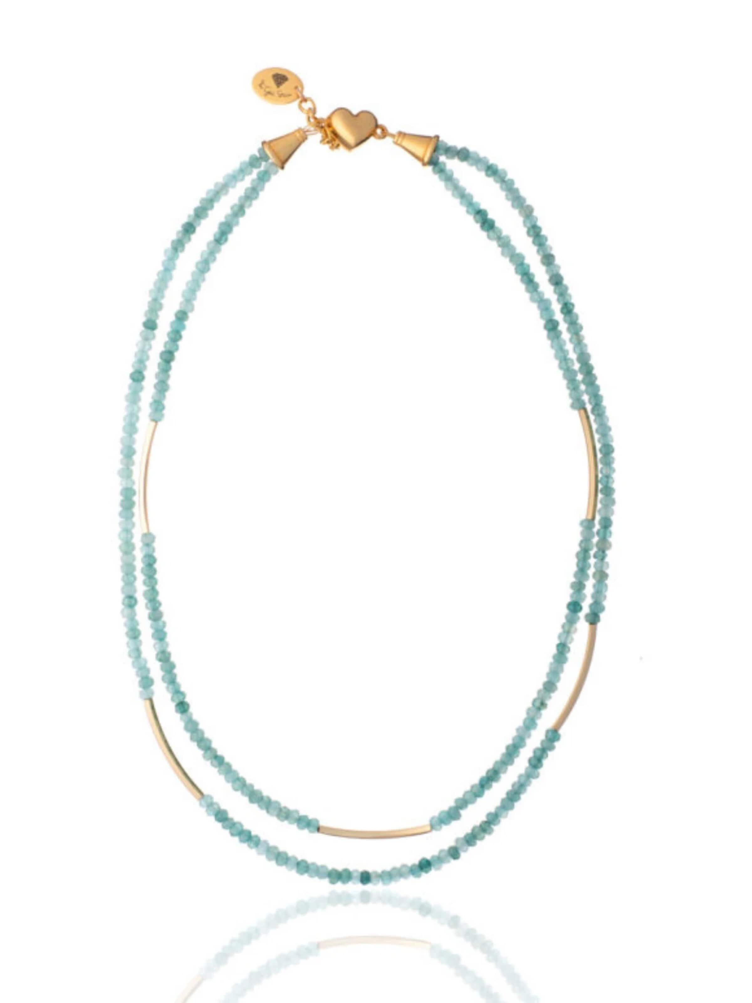 THE GEM STORIES JEWELRY Necklace 'Double Light Green Jade Necklace' in 45 - 50 in Green, Item view