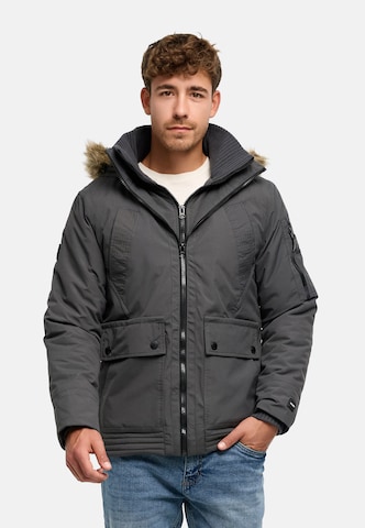 INDICODE JEANS Winter Jacket 'Mois' in Grey: front