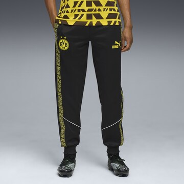 Effilé Pantalon de sport 'Borussia Dortmund KING Anthem' PUMA en noir : devant