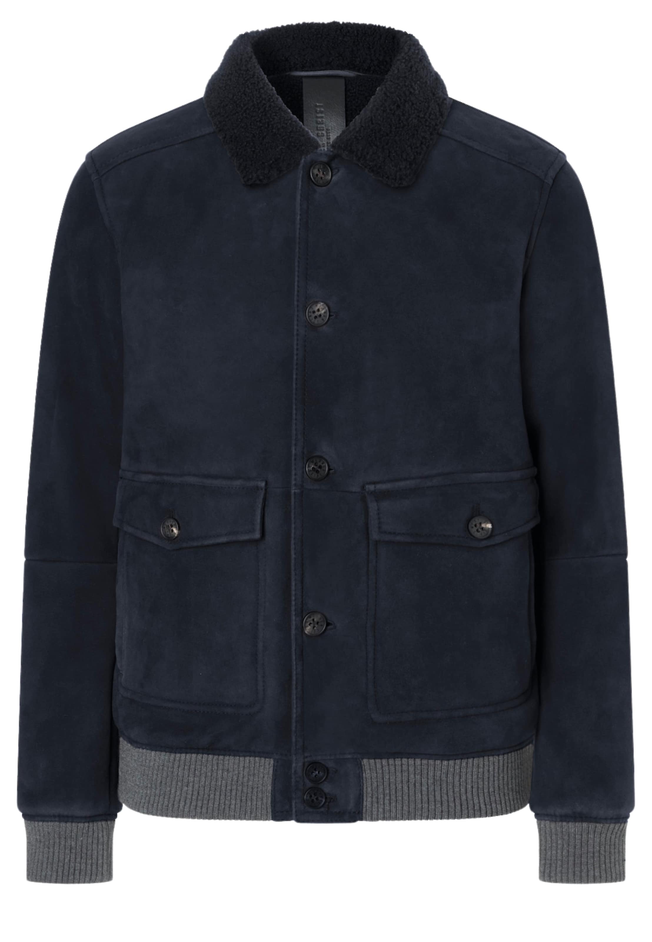 Werner Christ Lammfell-Blouson in Blau: Vorderseite