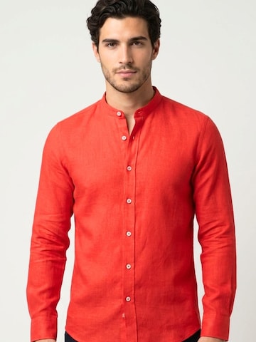 Slim fit Camicia business 'Caravaggio Essentials Linen Man Shirt Light Blue' di 7Camicie in arancione