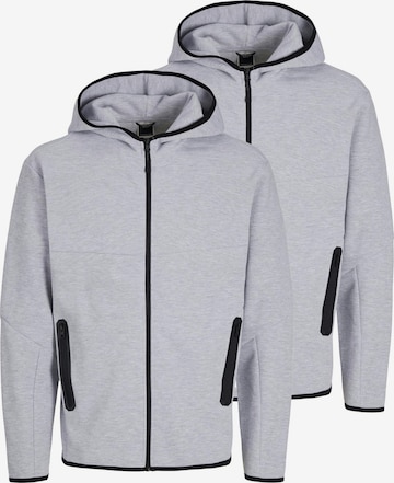 JACK & JONES Sweat jacket 'Fusion' in Grey: front