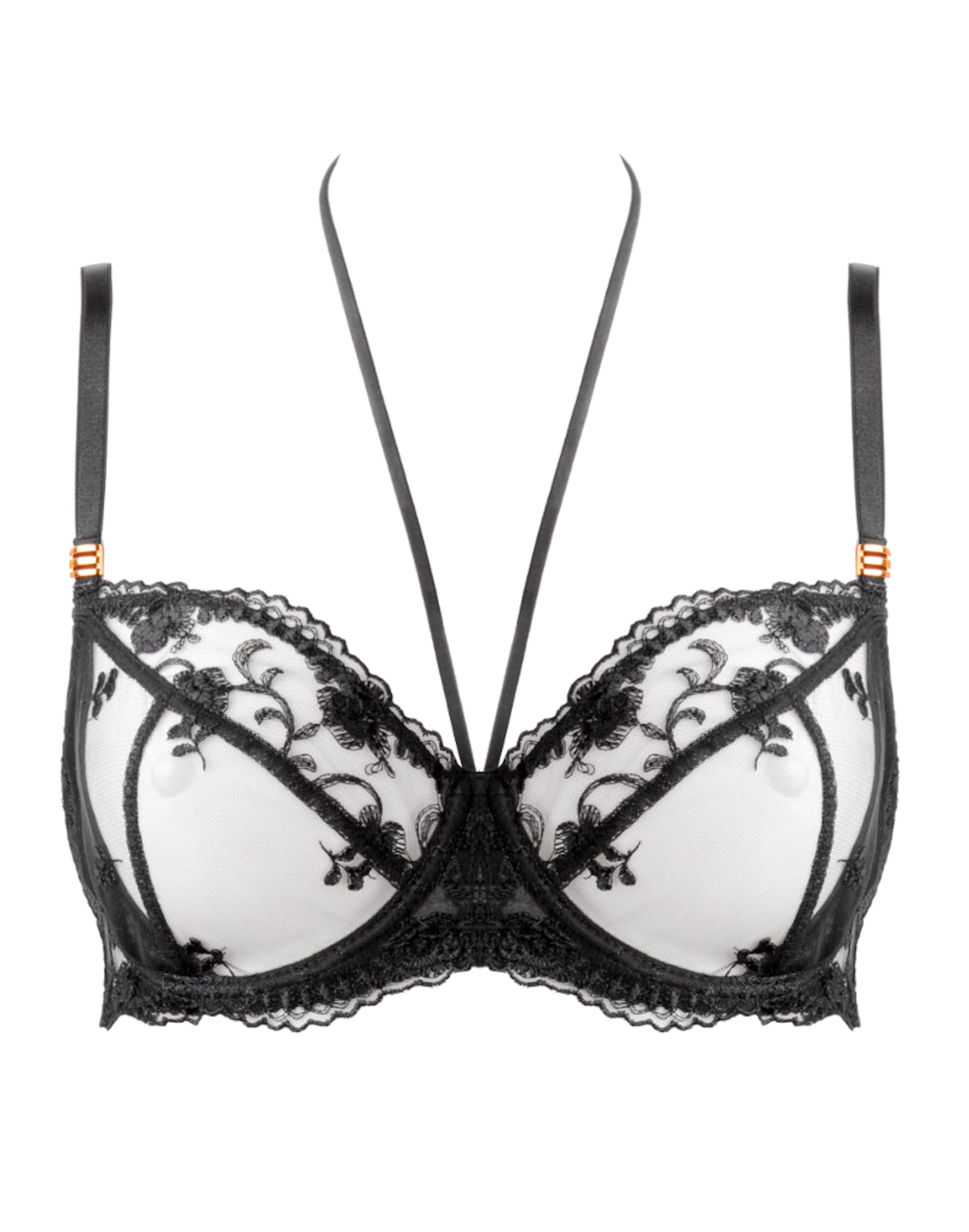 WHITE RVBBIT Push-up Bra 'Black Moon' in Black: front