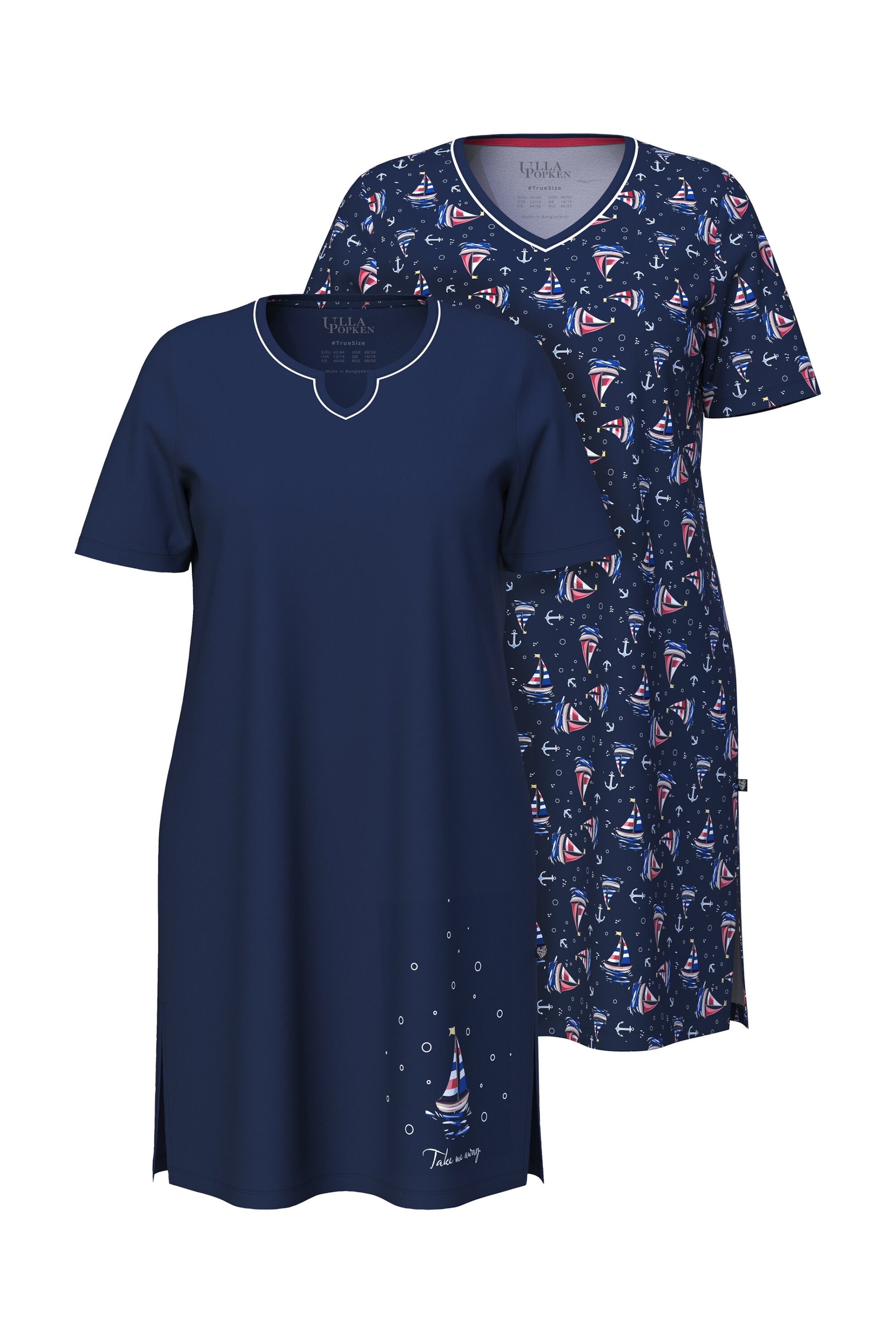 Ulla Popken Nightgown in Blue / Night blue / Red / White, Item view