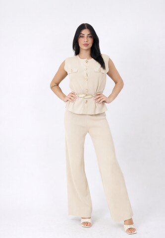 Pantalons de tailleur Elara en beige : devant