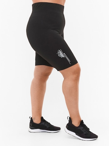 Active by Zizzi Skinny Workout Pants 'ANNY' in Black: front