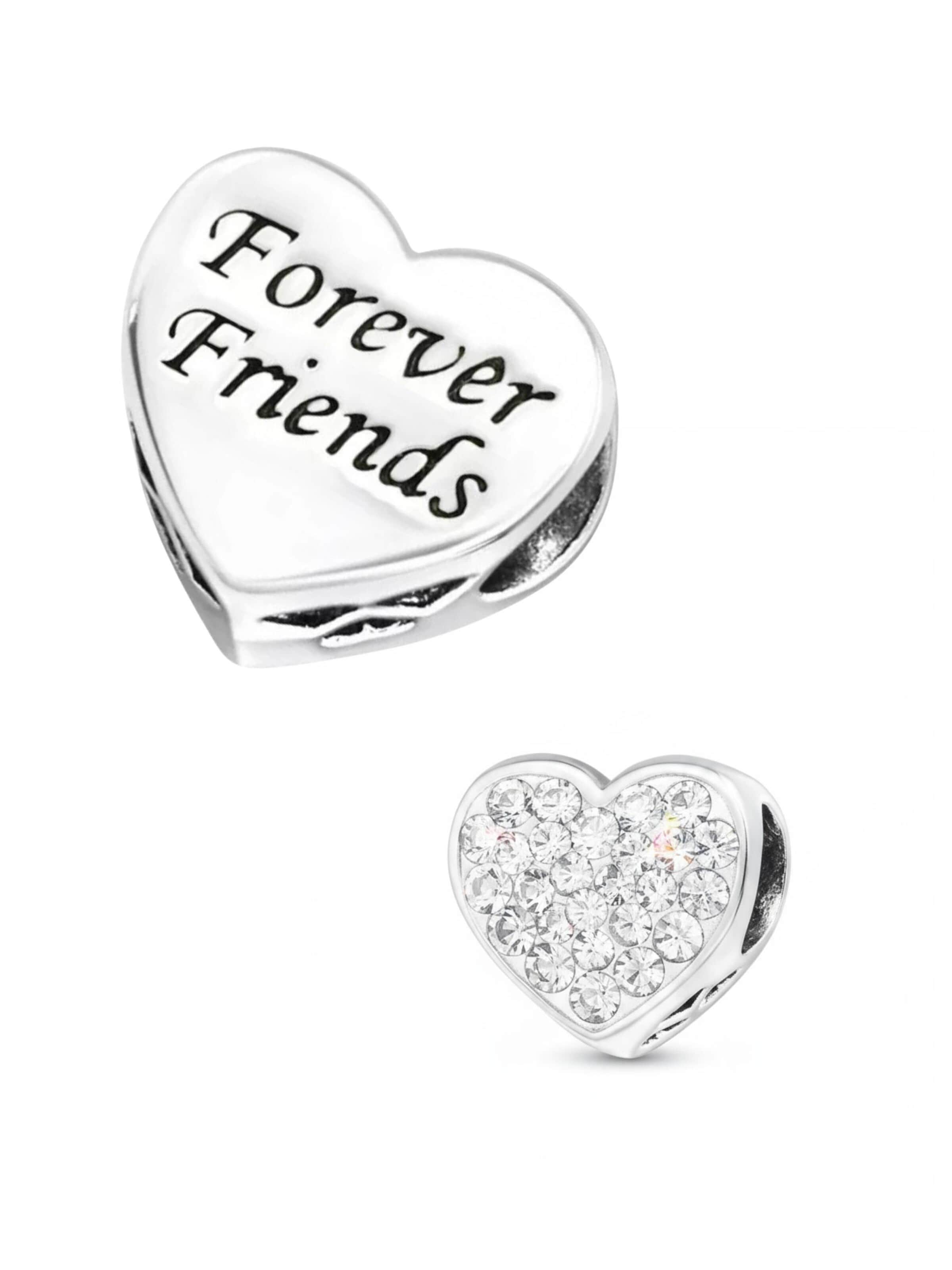 Pendentif 'Silberherz-Perle "Ewige Freunde" mit Kristall' Maxte en blanc : devant