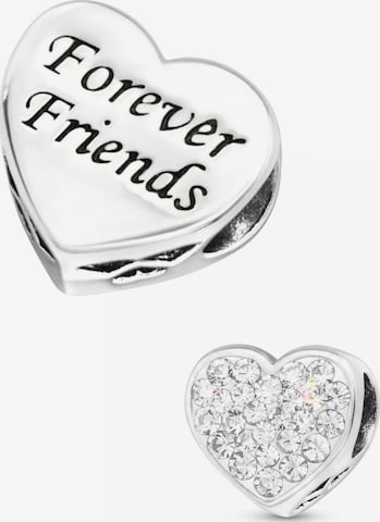 Pendentif 'Silberherz-Perle "Ewige Freunde" mit Kristall' Maxte en blanc : devant