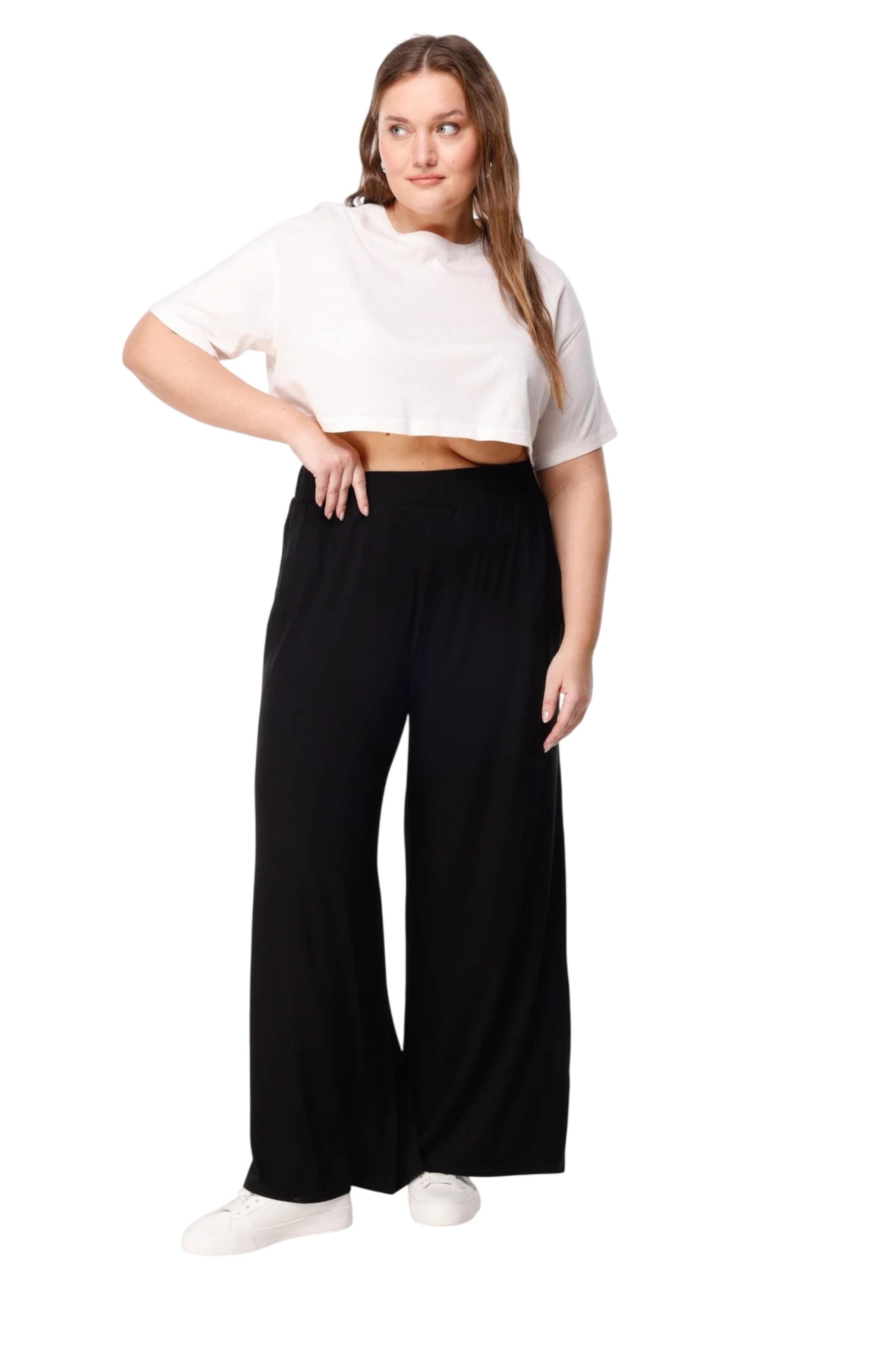 Shape Of You Wide Leg Hose in Schwarz