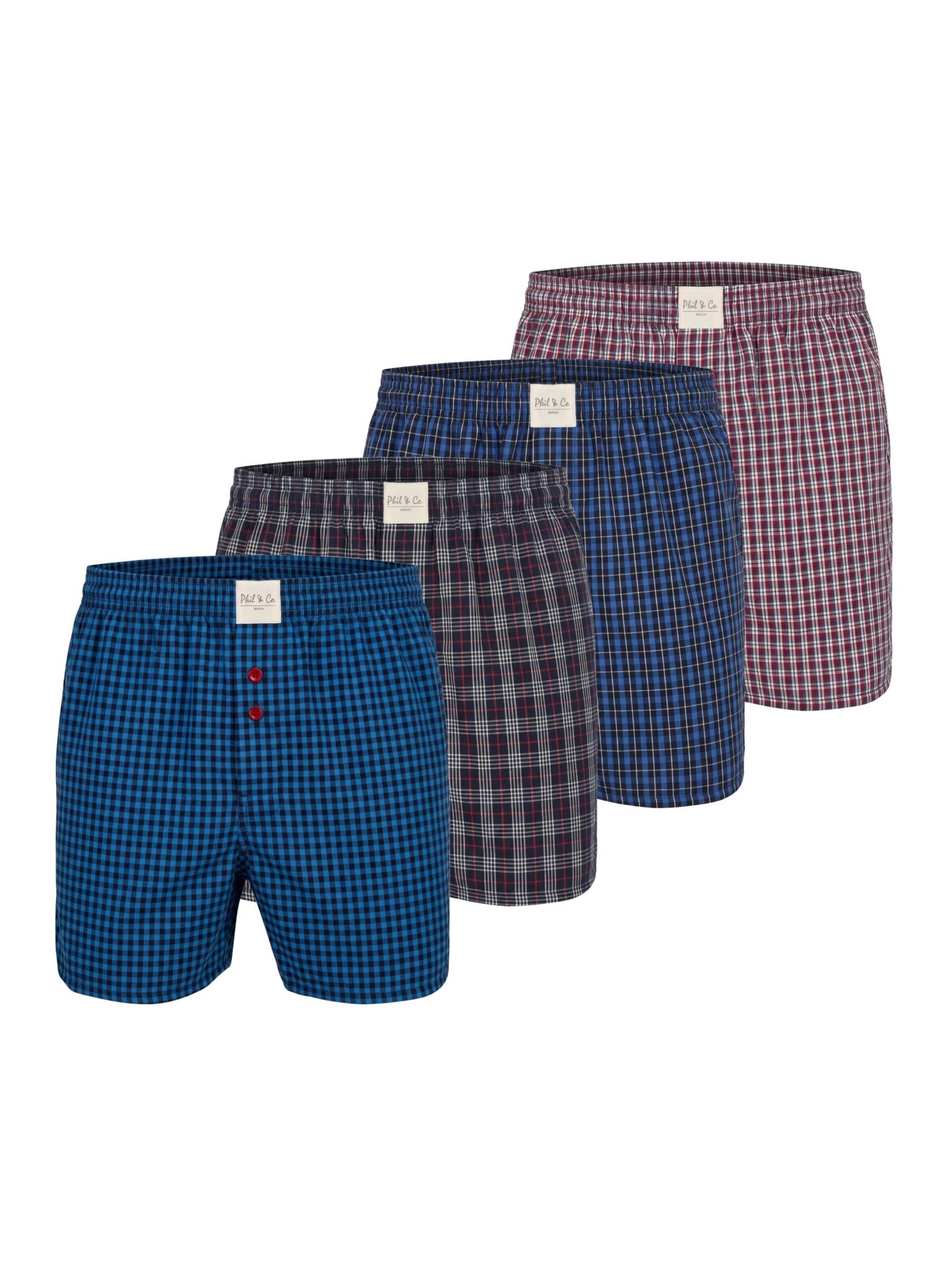 Phil & Co. Berlin Boxershorts 'Phil & Co. Berlin Men's Woven Boxers 4 Pack – Loose Fit Boxer Shorts – 60% Cotton & 40% Polyester – Breathable, Wrinkle-Resistant & Easy Care'‌ in M in mischfarben, Produktansicht
