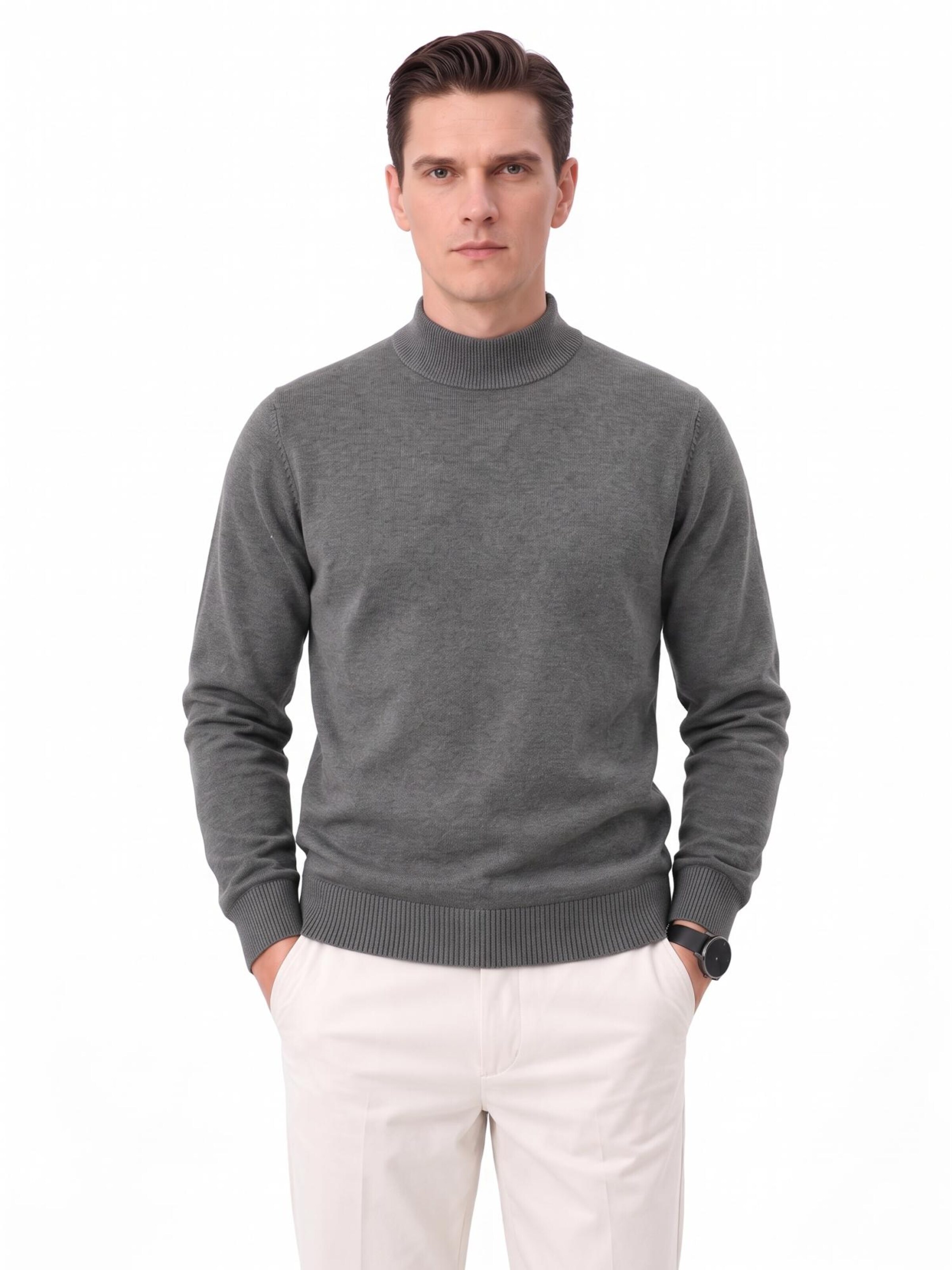 ALLTHEMEN Sweater 'Fadenlicht' in Grey: front