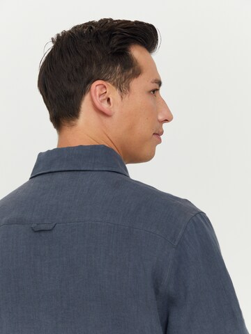 mazine Regular Fit Hemd ' Leland Linen Shirt ' in Blau