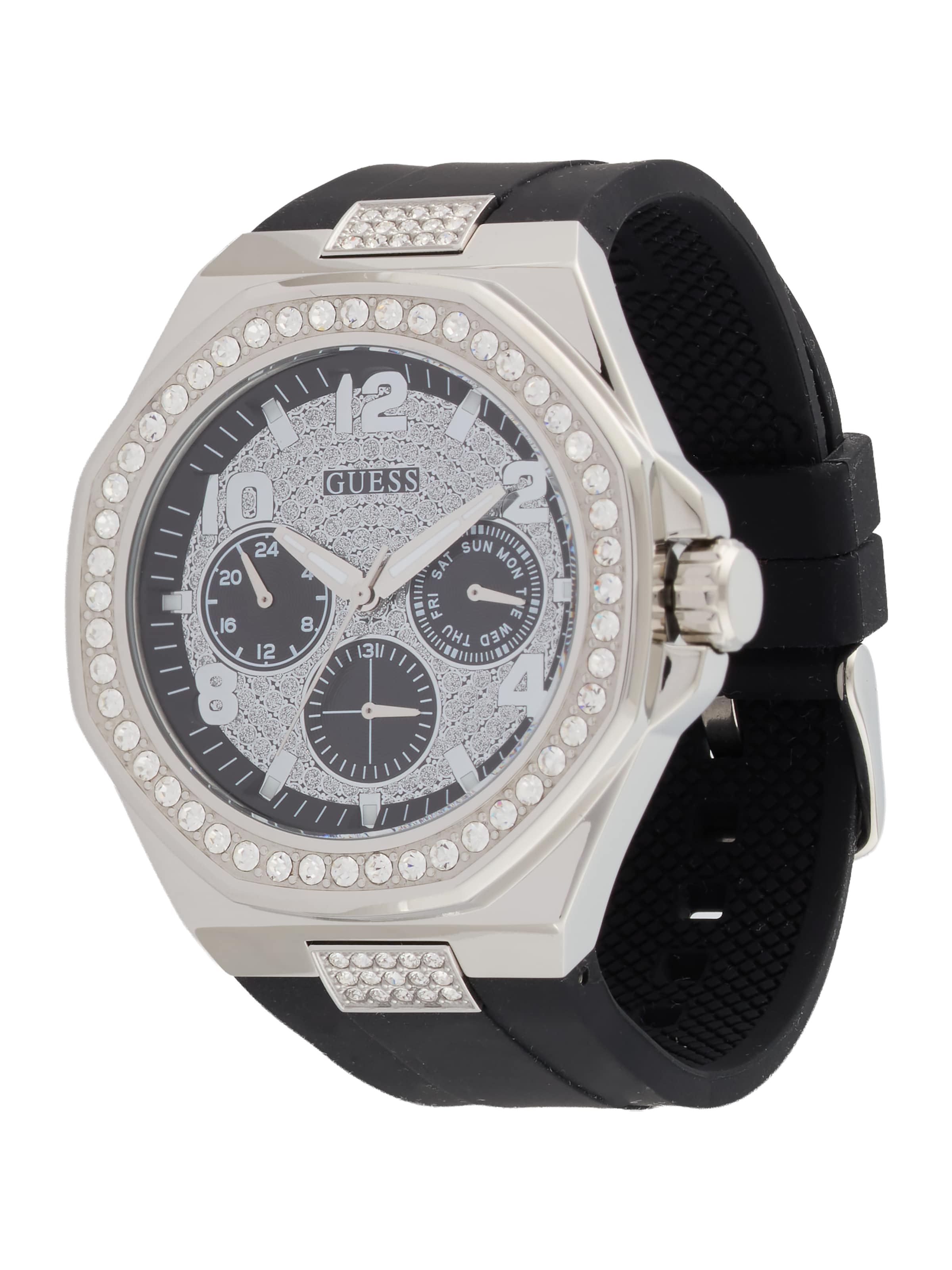 GUESS Аналоговые часы 'EMPIRE' в Серебристый: спереди