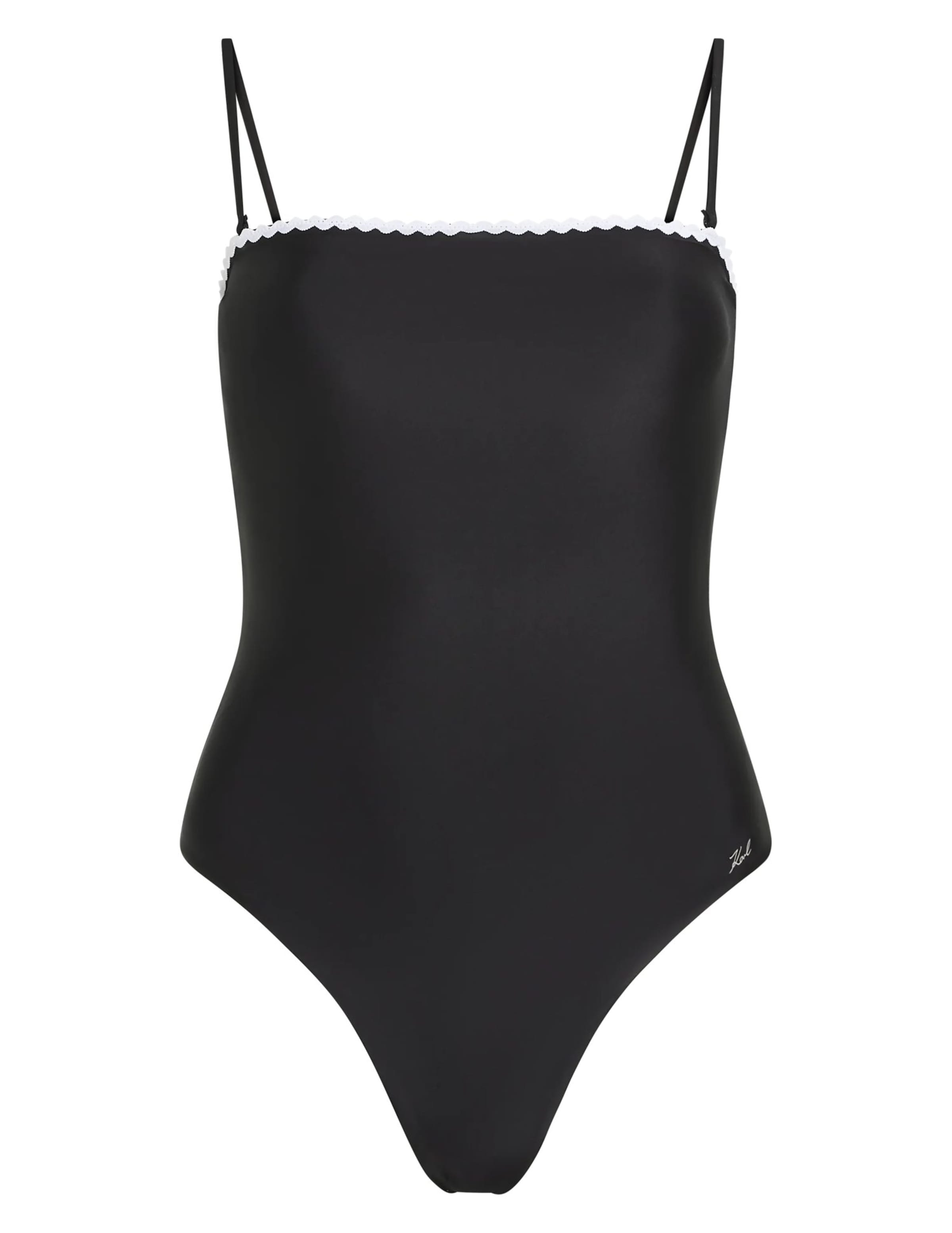 Karl Lagerfeld Bralette Swimsuit in Black: front